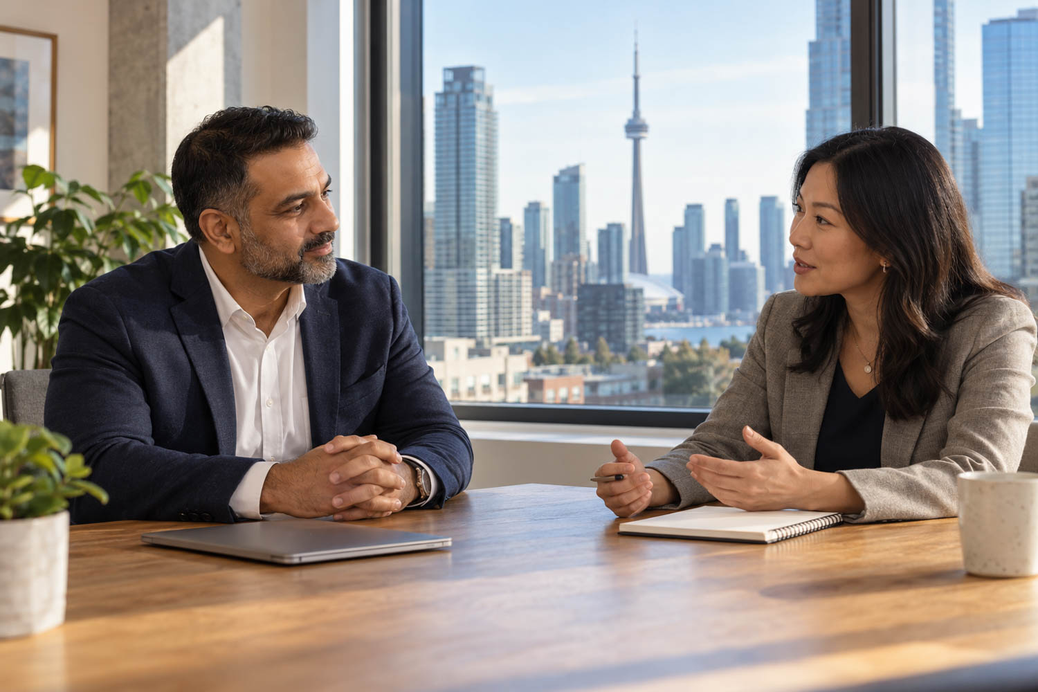 Toronto entrepreneur and business adviser discussing priorities